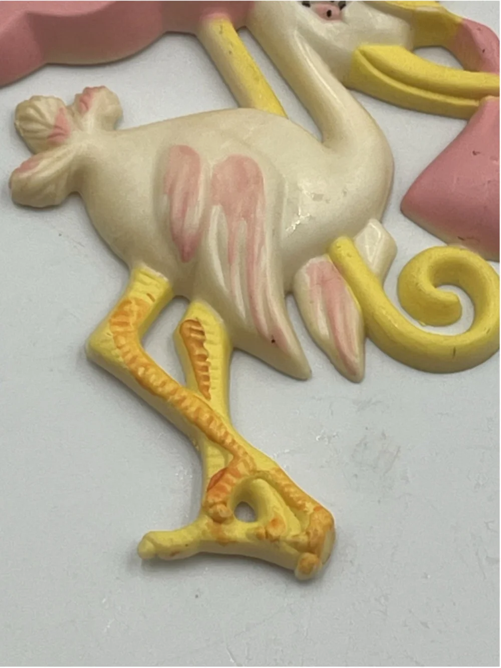 Plastic Pink Stork Umbrella & baby shower favor floral cupcake pic COLLECTIBLE